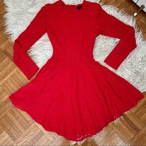 H&M red flared lace dress w/ back zipper size 2